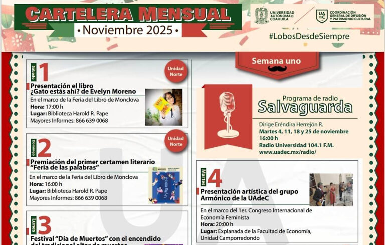 Disfruta de las actividades culturales que ofrece la UA de C durante el mes de noviembre