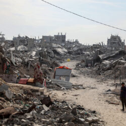 MIDEAST-GAZA-JABALIA-YELLOW LINE