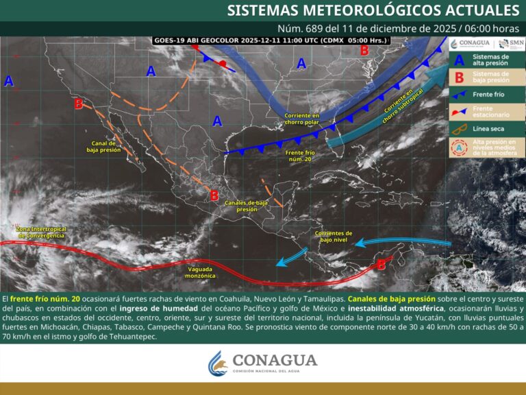 Frente frío número 20 generará ambiente frío y fuertes rachas de viento en Coahuila