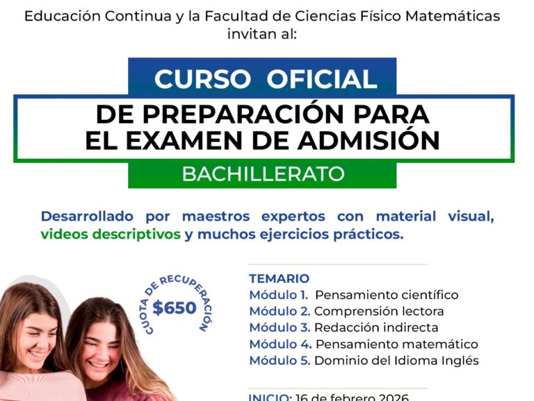 Prepárate para el examen de admisión de bachillerato de la UA de C con el Curso Oficial que ofrece la CGVIP y la FCFM