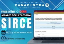 CANACINTRA Coahuila Sureste invita a curso en línea sobre uso de la plataforma SIRCE