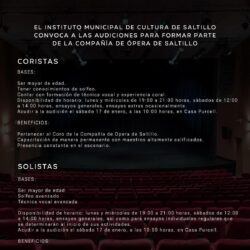 Convocan a audiciones para integrar la Compañía de Ópera de Saltillo2
