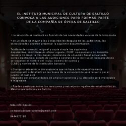 Convocan a audiciones para integrar la Compañía de Ópera de Saltillo3