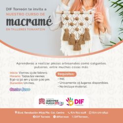DIF Torreón invita a inscribirse en los cursos de Talleres Tonantzin1