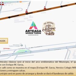 Agenda y recorrido de evento auto antiguo, en Arteaga
