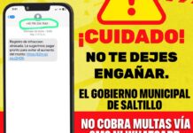 Alerta Gobierno Municipal de Saltillo sobre mensajes SMS falsos relacionados con multas e infracciones