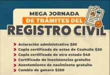 Acercarán trámites del Registro Civil a bajo costo en Ramos Arizpe