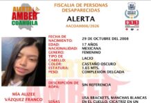 Activan Alerta Amber para localizar a menor desaparecida en Ramos Arizpe