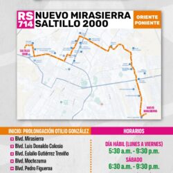 Arranca este lunes 20 de abril en Saltillo la ruta alimentadora RS-714