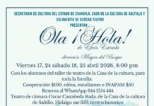 Presentarán en Saltillo la obra de teatro «Ola ¡Hola!»