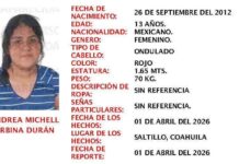 Solicitan apoyo ciudadano para localizar a menor desaparecida en Saltillo