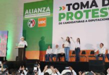 Va Claudia Garza por el Distrito 03; rinde protesta en Consejo Político