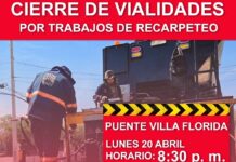 Informan sobre cierre nocturno de vialidad en Torreón por trabajos de recarpeteo en el Sistema Vial Villa Florida