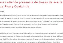 ¿Otro derrame en Veracruz? Pemex atribuye el incidente a lluvias torrenciales en Poza Rica y Coatzintla