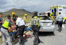Exceso de velocidad provoca aparatosa volcadura en la carretera Saltillo-Torreón