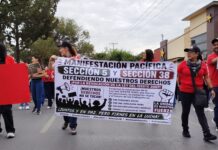 Colapsan Saltillo maestros de las secciones 5 y 38 del SNTE, realizan jornada de protestas para derogar Ley del ISSSTE