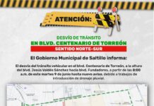 Habrá cierre temporal en el bulevar Centenario de Torreón por obras de ampliación vial