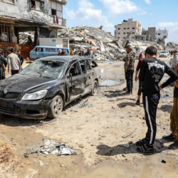 MIDEAST-GAZA CITY-AIRSTRIKE-DAMAGED CAR