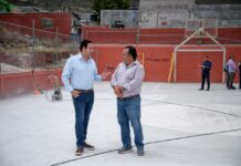 Supervisan rehabilitación de cancha en colonia Puerto de la Virgen