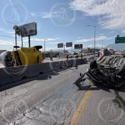 Conductor de pipa provoca aparatoso choque por alcance en el bulevar Nazario Ortiz Garza