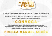 Convoca Municipio a proponer candidatos para la Presea Manuel Acuña