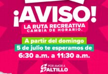 A partir de este domingo cambia el horario de la Ruta Recreativa