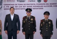 Asiste Javier Díaz a toma de protesta de comandante interino del 69 Batallón de Infantería