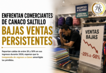 Enfrentan comerciantes de Canaco Saltillo bajas ventas persistentes