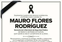 Reconoce Manolo Jiménez a policía estatal caído en cumplimiento de su deber durante enfrentamiento en Candela