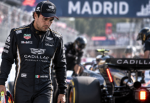 Abandona Checo Pérez en Madrid