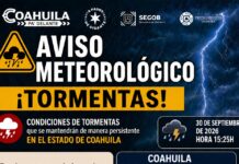 Protección Civil mantiene aviso por tormentas en Coahuila