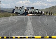 Dos personas fallecidas en choque frontal sobre la carretera Saltillo-Zacatecas