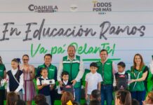 Estado y Municipio entregan obras y equipamiento a estudiantes de Ramos Arizpe