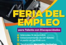 ¿Buscas trabajo y tienes alguna limitación física? Acude este 14 de octubre a la Feria del Empleo para Talentos con Discapacidad del DIF Saltillo